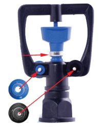 BÉC 2 tia hình vuông ren trong 21-27  BB-9011A TR  ( đen- xanh dương)
*trên thân có kèm 2 họng phun thay thế*